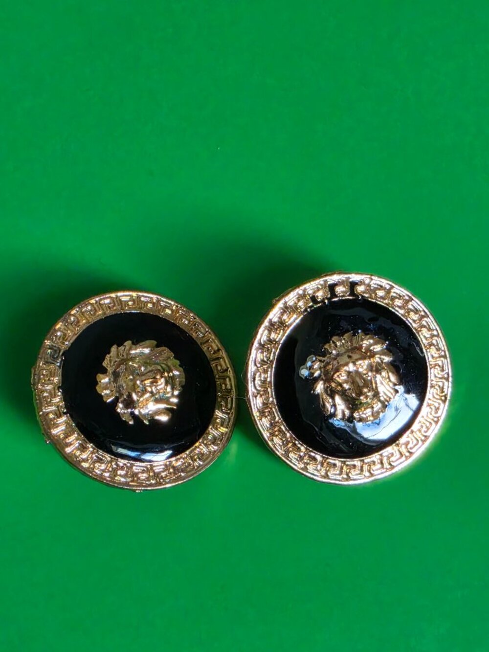 Black & Gold Greek-Key Statement Earrings – New
